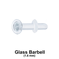 1.6 mm Glass Piercing Straight Bar with Clear O-ring